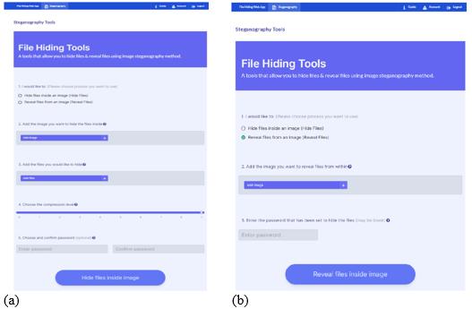 (a) & (b) Hiding and revealing files interface